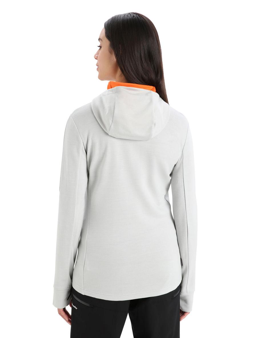 Sweat À Capuche Icebreaker Merino Quantum III Long Sleeve Zip Femme Orange Grise | FR 1676RVDW